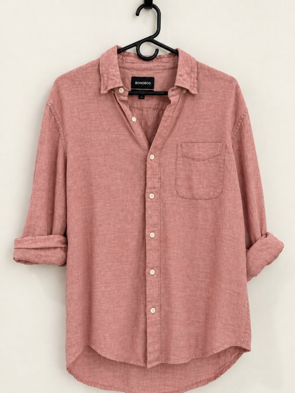 Bonobos Everyday Linen Slim Fit Button Down Shirt in Red Sz Large